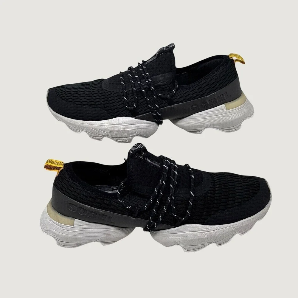 Sorel Kinetic Lace Slip On Sneakers Women 9 Black Mesh Athletic‎ Comfort Shoes
